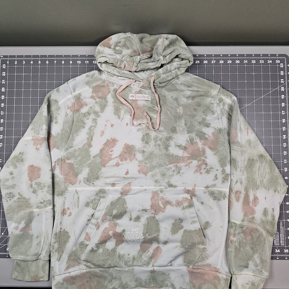 Nike Sportswear Hoodie Mens Large Green Tie Dye Essential y2k Skater Streetwear